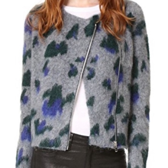 Elizabeth and James Sweaters - Elizabeth and James Yale Asymmetrical Zip Wool/Alpaca/Mohair Cardigan Sweater